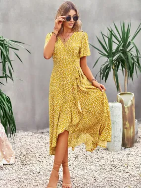 A-line V-neck Wrapped Dress