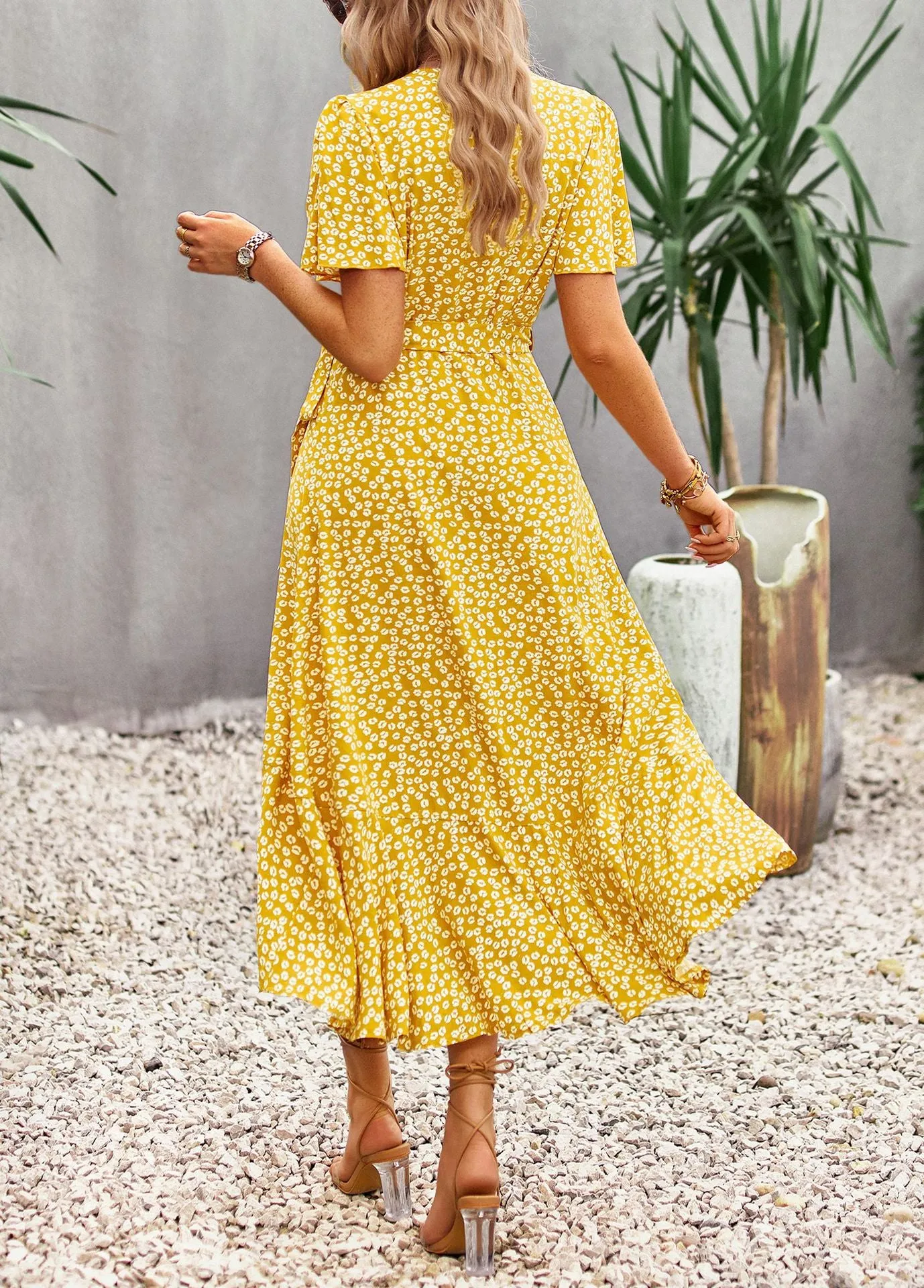 A-line V-neck Wrapped Dress