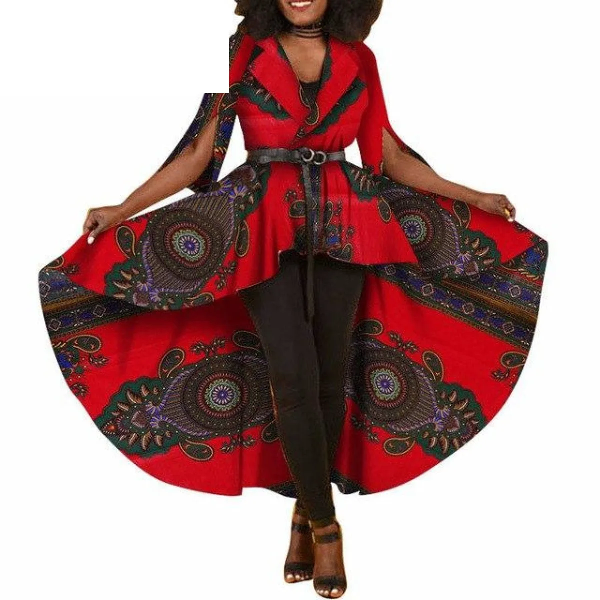 African Dashiki Print Dresses For Women Maxi Outwear Trench Coat X11505