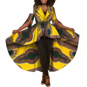 African Dashiki Print Dresses For Women Maxi Outwear Trench Coat X11505