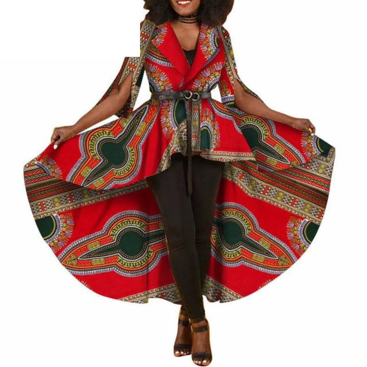 African Dashiki Print Dresses For Women Maxi Outwear Trench Coat X11505