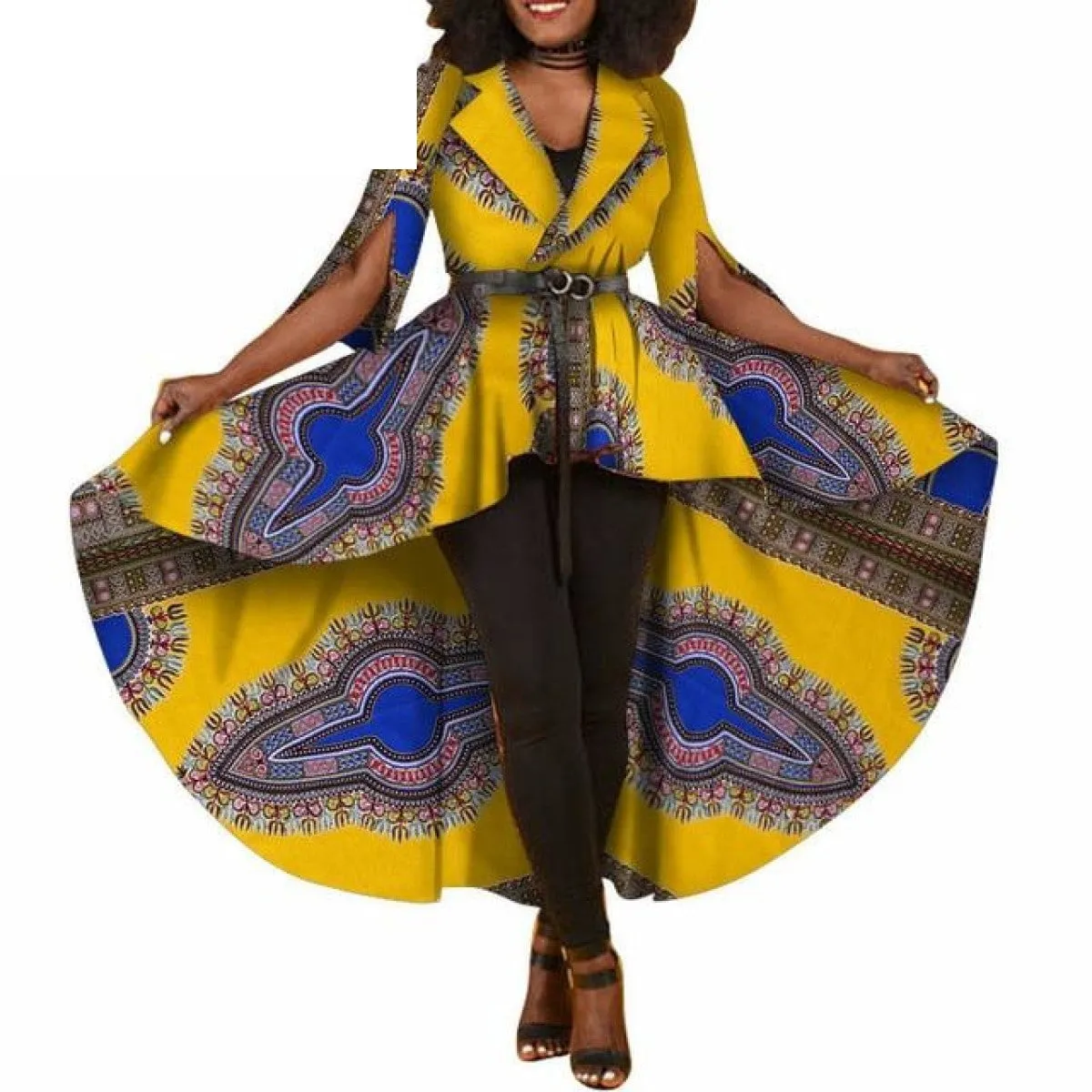 African Dashiki Print Dresses For Women Maxi Outwear Trench Coat X11505