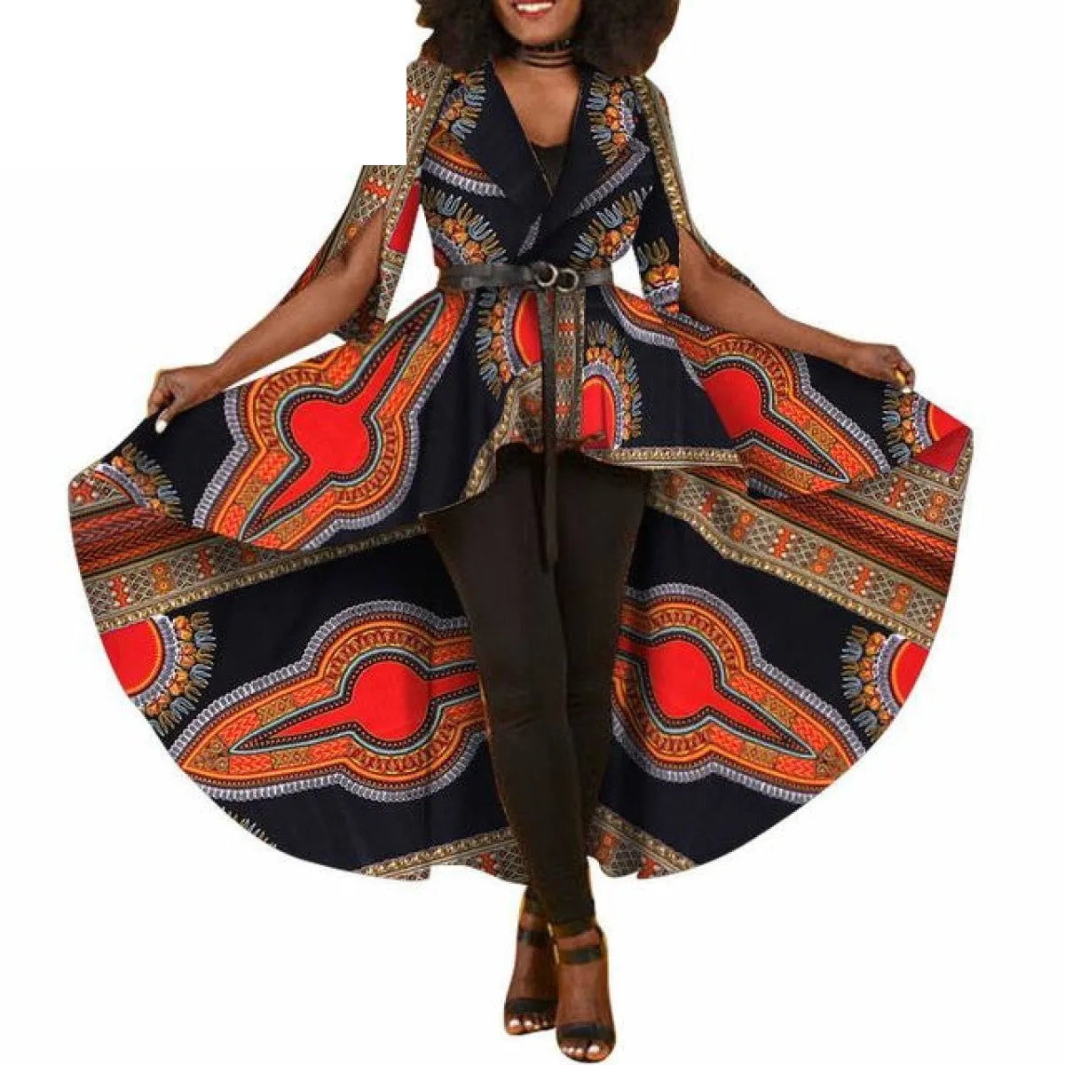 African Dashiki Print Dresses For Women Maxi Outwear Trench Coat X11505
