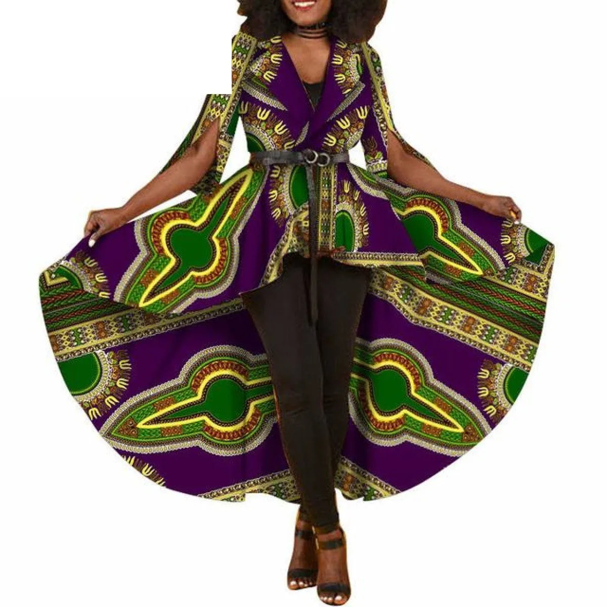 African Dashiki Print Dresses For Women Maxi Outwear Trench Coat X11505