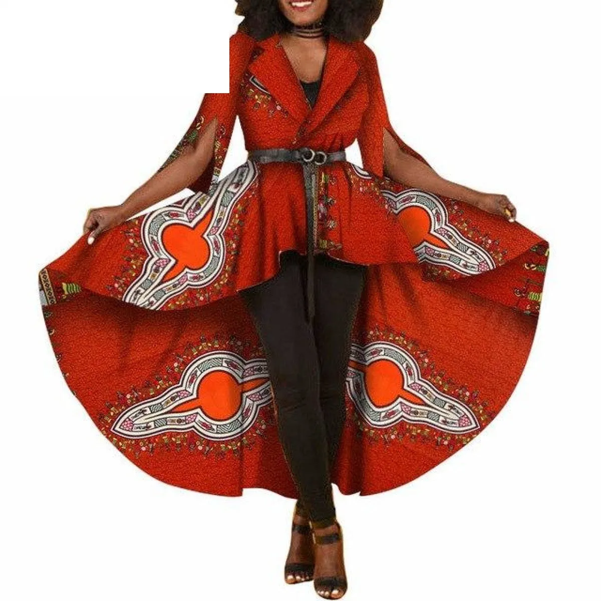 African Dashiki Print Dresses For Women Maxi Outwear Trench Coat X11505