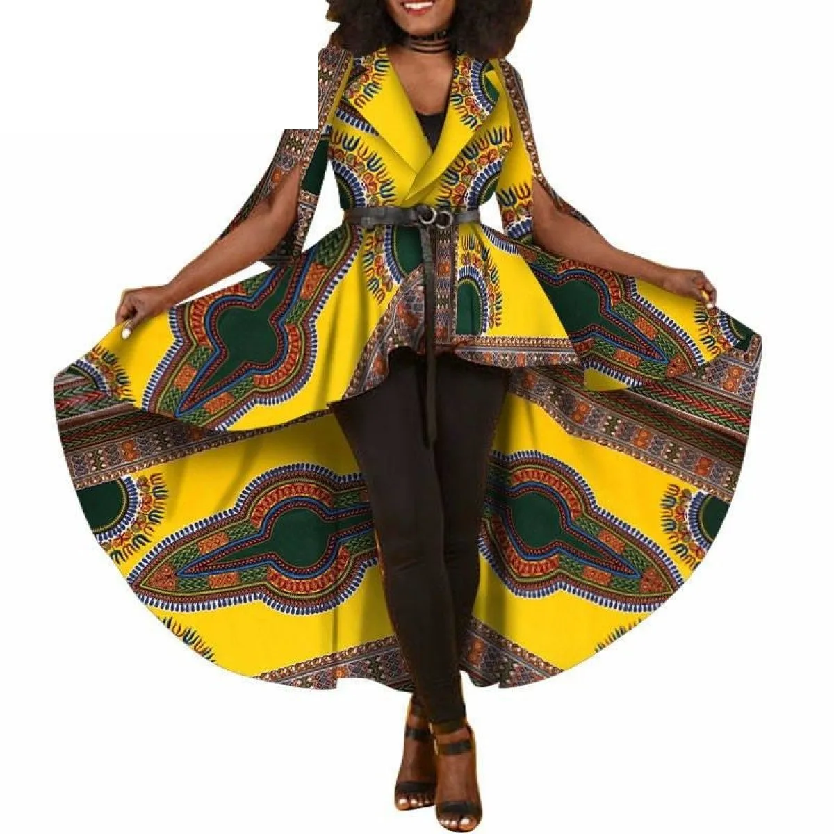 African Dashiki Print Dresses For Women Maxi Outwear Trench Coat X11505