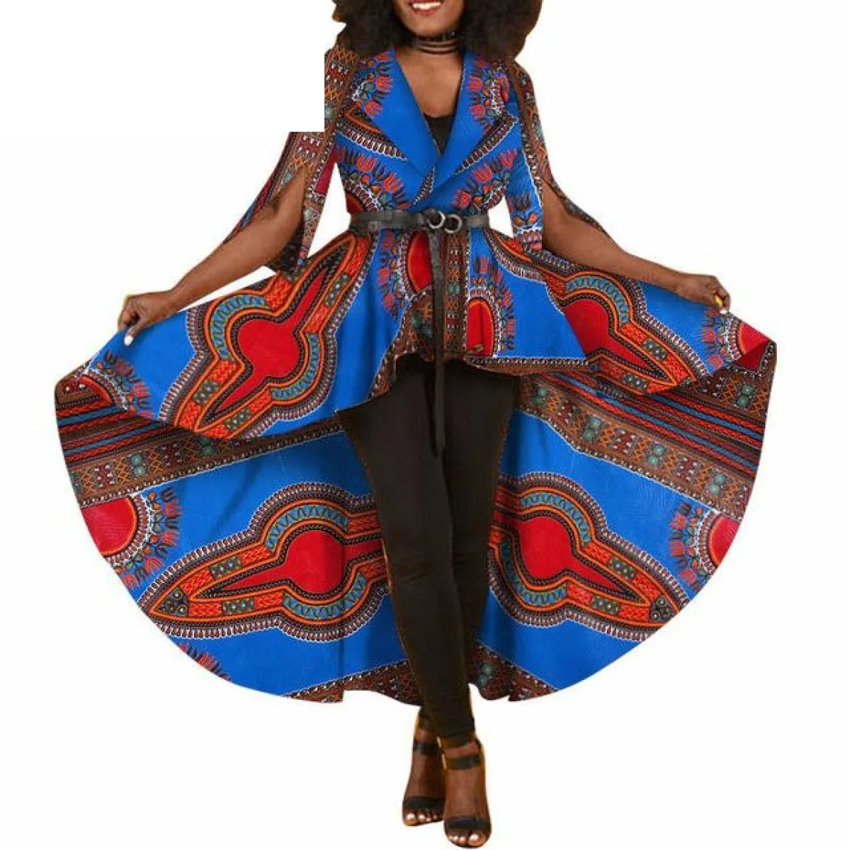 African Dashiki Print Dresses For Women Maxi Outwear Trench Coat X11505