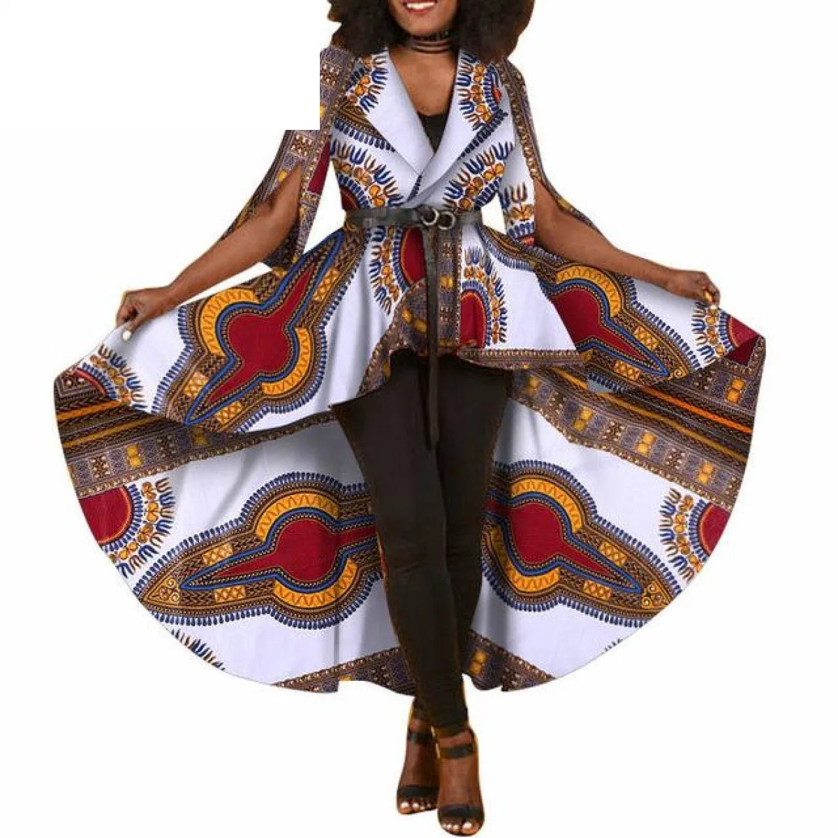 African Dashiki Print Dresses For Women Maxi Outwear Trench Coat X11505