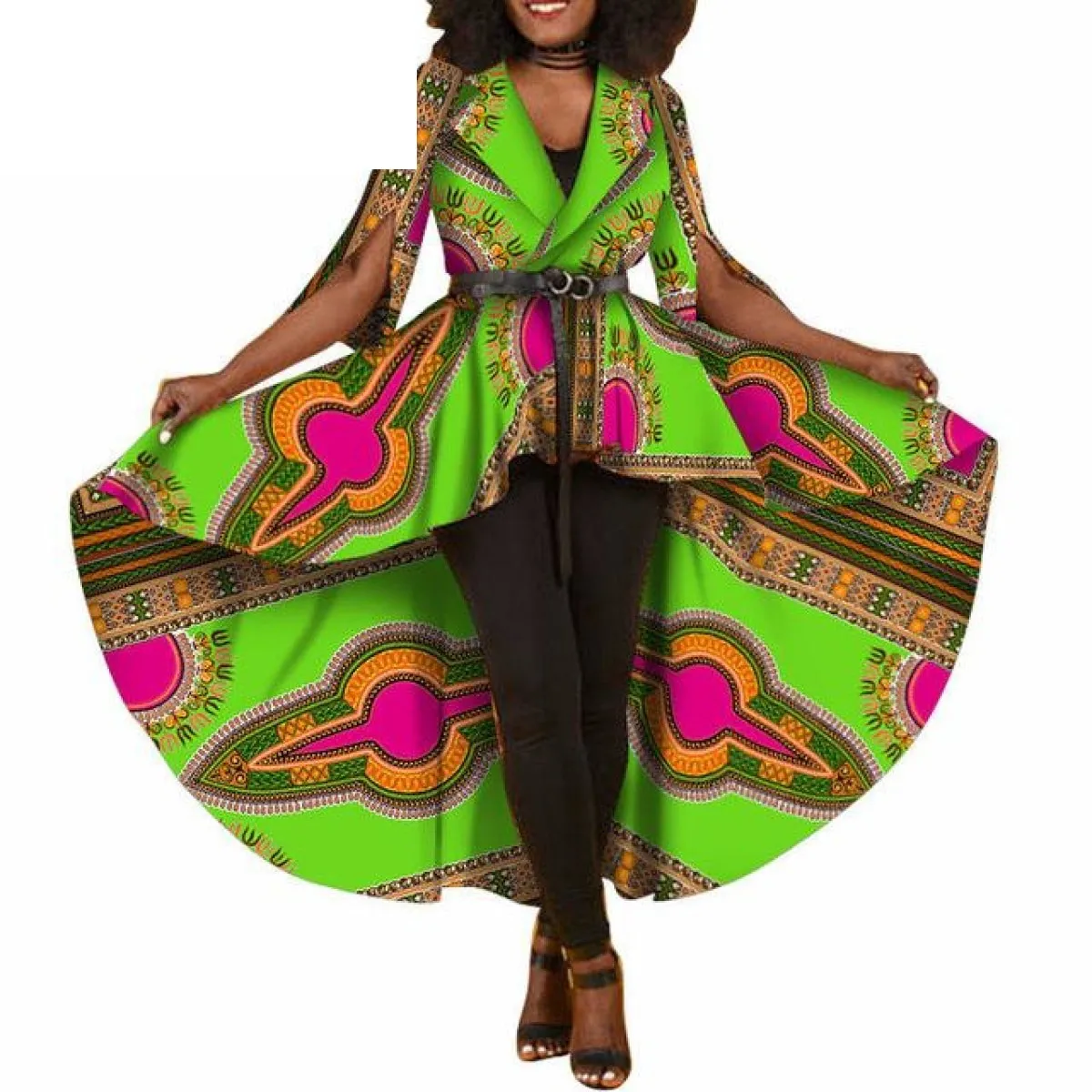 African Dashiki Print Dresses For Women Maxi Outwear Trench Coat X11505