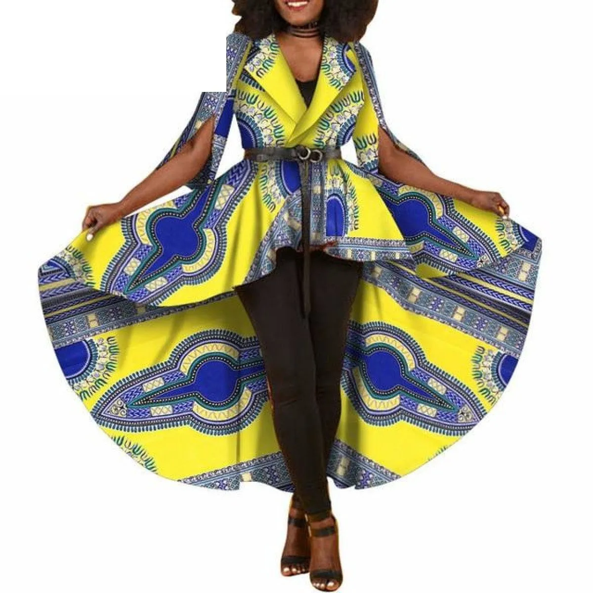 African Dashiki Print Dresses For Women Maxi Outwear Trench Coat X11505