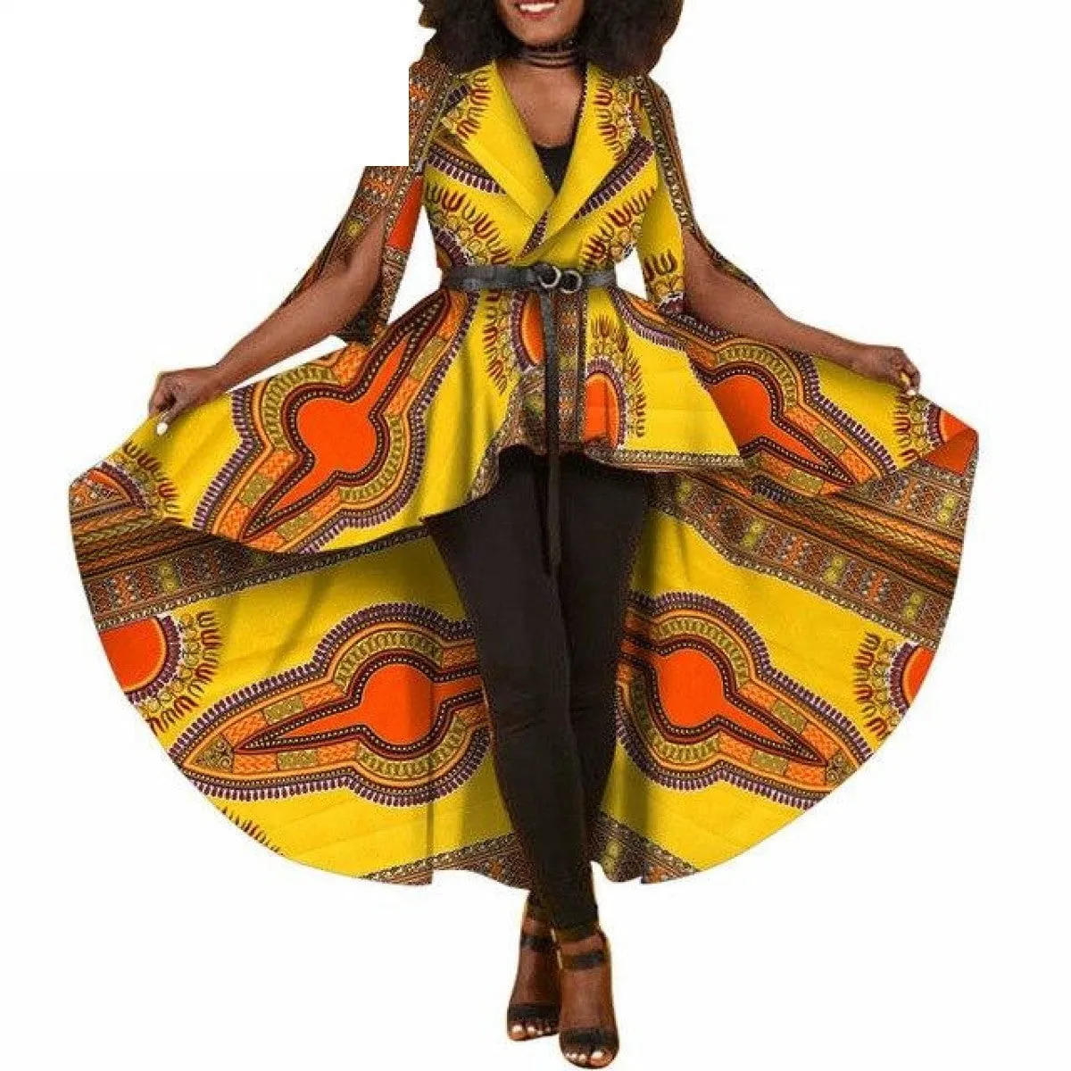 African Dashiki Print Dresses For Women Maxi Outwear Trench Coat X11505