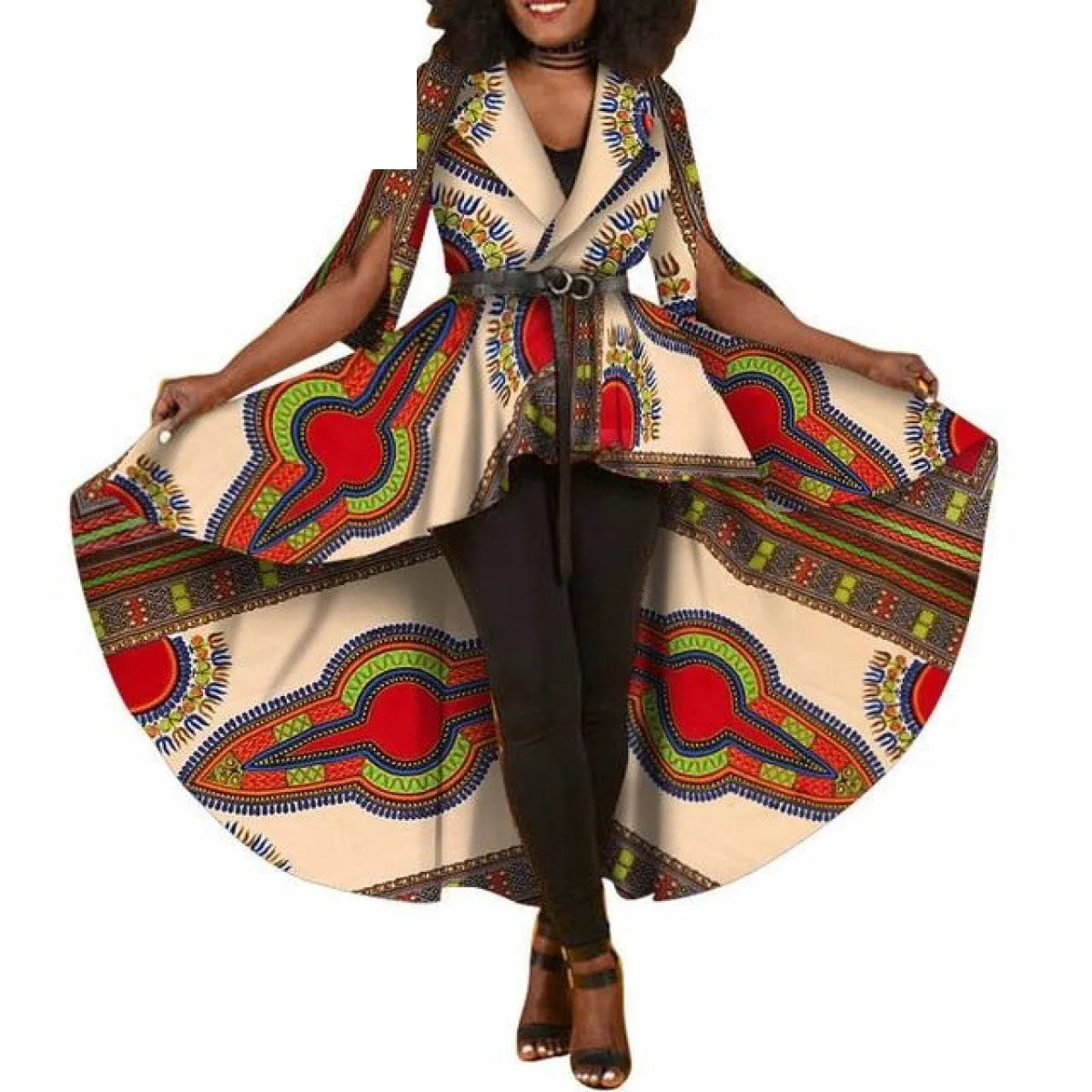 African Dashiki Print Dresses For Women Maxi Outwear Trench Coat X11505
