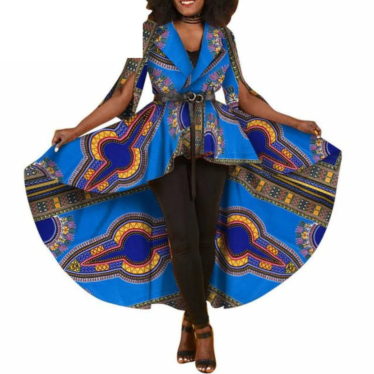 African Dashiki Print Dresses For Women Maxi Outwear Trench Coat X11505