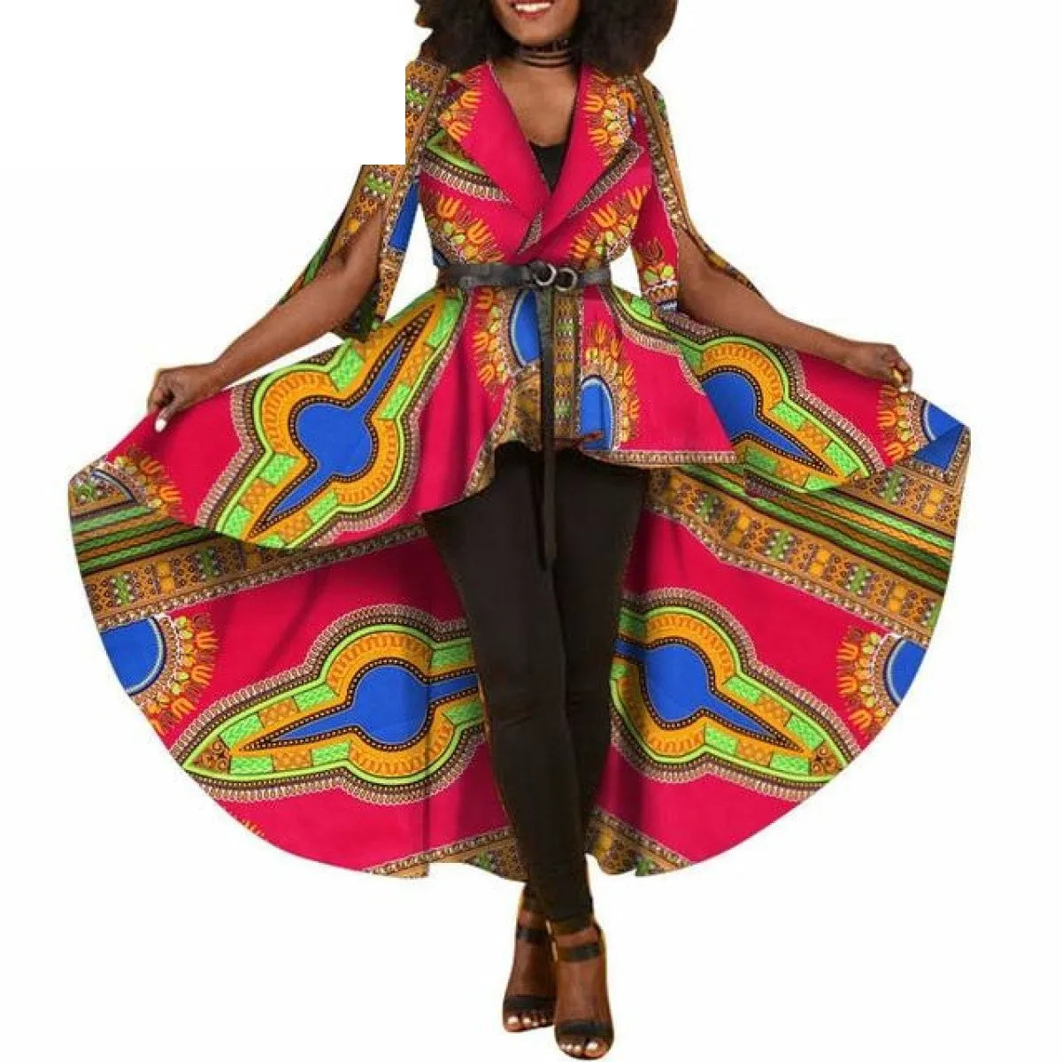 African Dashiki Print Dresses For Women Maxi Outwear Trench Coat X11505
