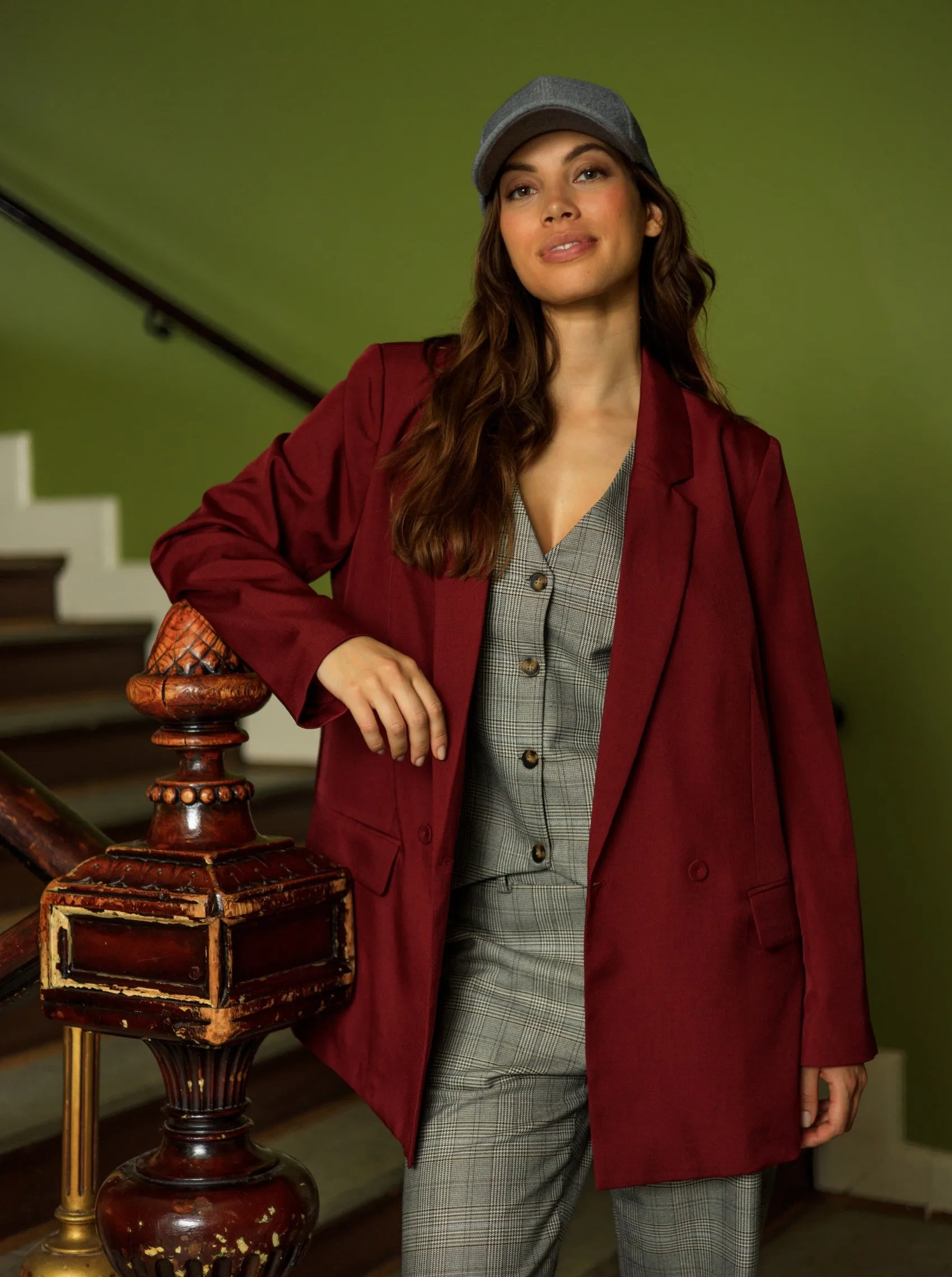 BCZARRA oversize blazer - Wine