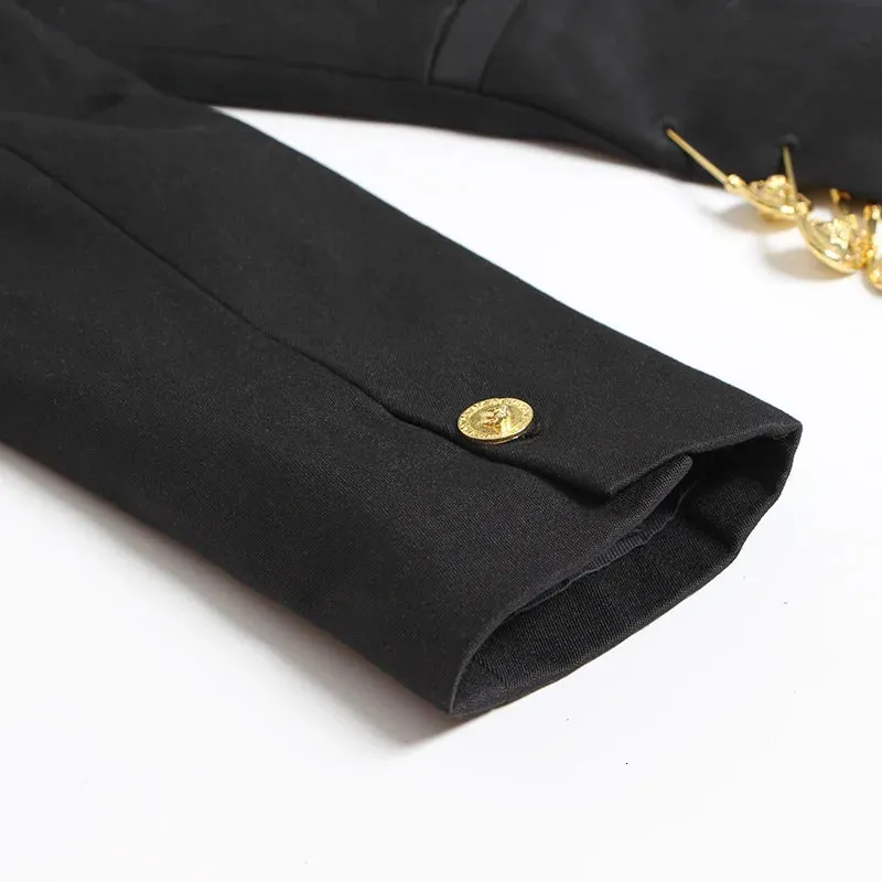 Black Loose Fit Hollow Out Pin Spliced Jacket Blazer