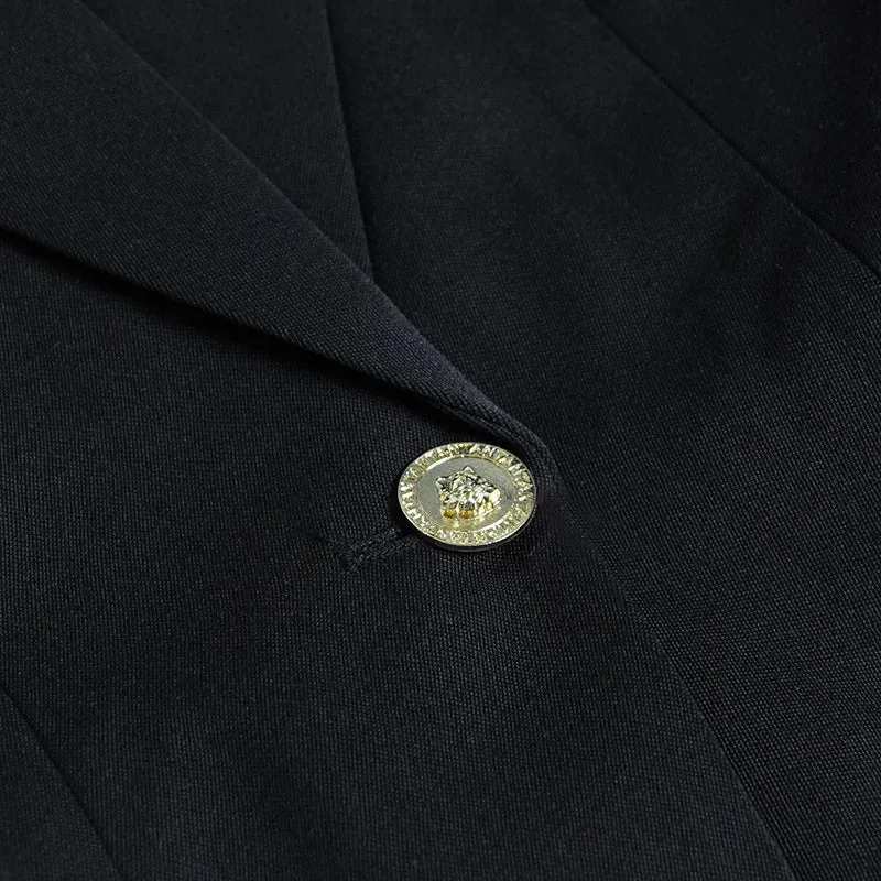 Black Loose Fit Hollow Out Pin Spliced Jacket Blazer