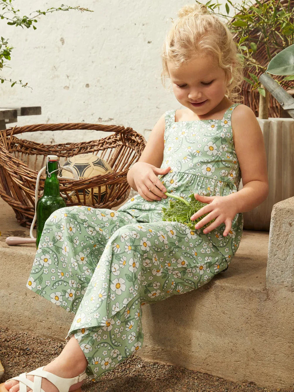 Daisy Print Wide Leg Kids Trousers