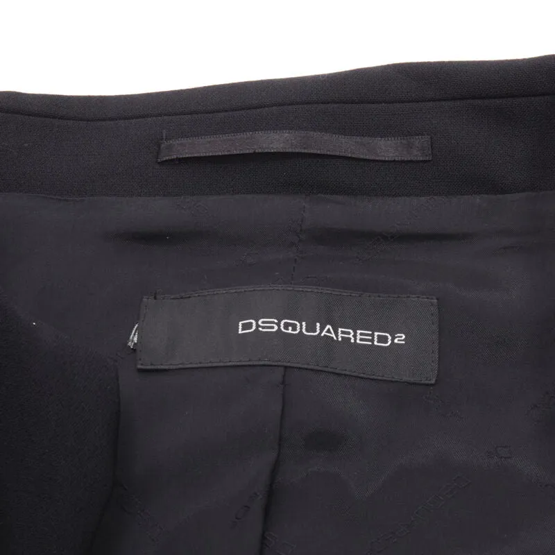 DSQUARED2 silver punk Barbell Piercing zipper black cropped blazer S