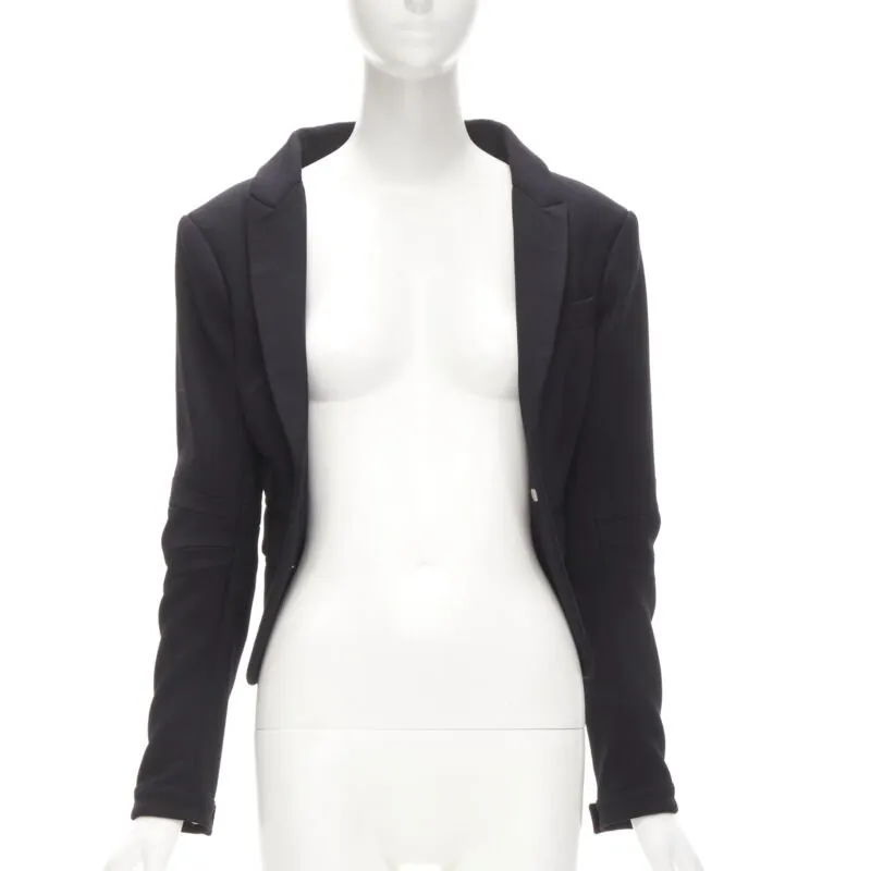 DSQUARED2 silver punk Barbell Piercing zipper black cropped blazer S