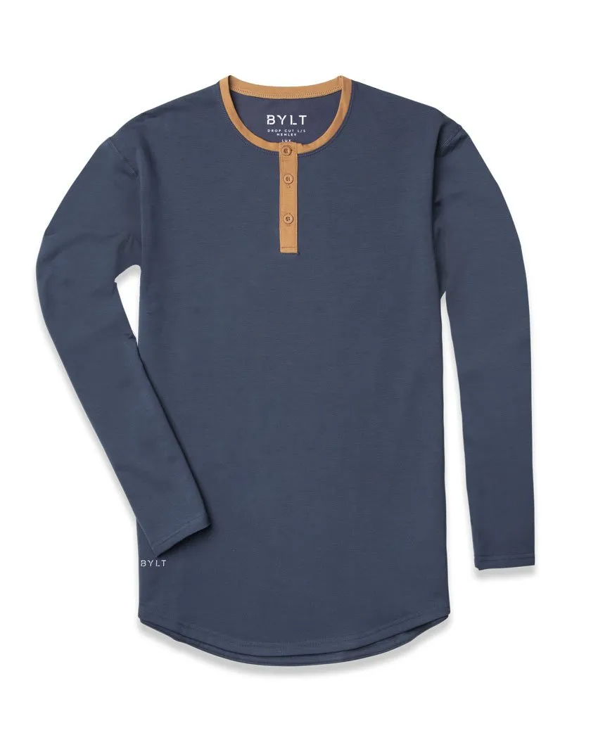 Henley Drop-Cut Accent Long Sleeve: LUX