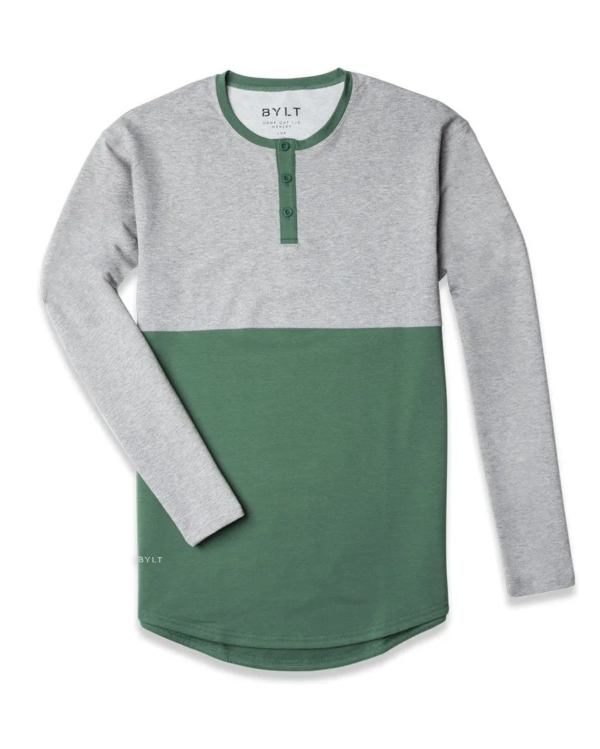 Henley Drop-Cut Accent Long Sleeve: LUX