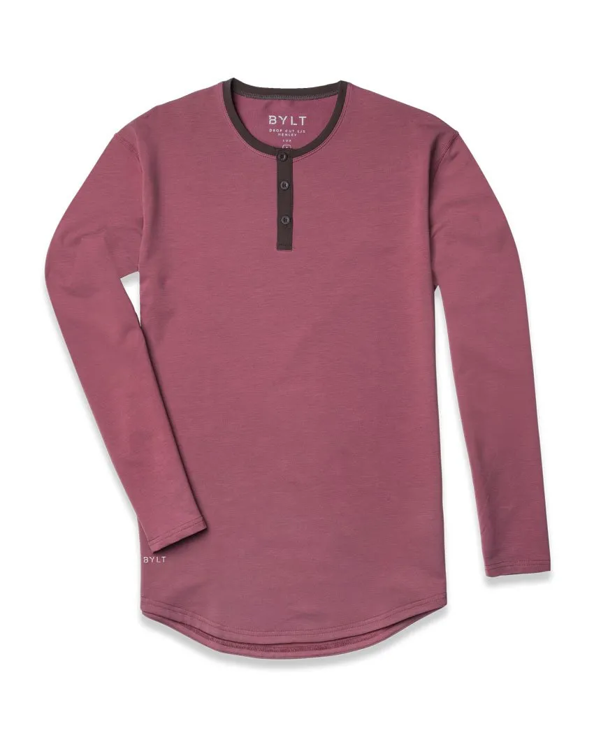 Henley Drop-Cut Accent Long Sleeve: LUX