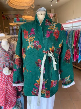 Kimono  Kantha textiles no 5 boho  jacket 🧥green