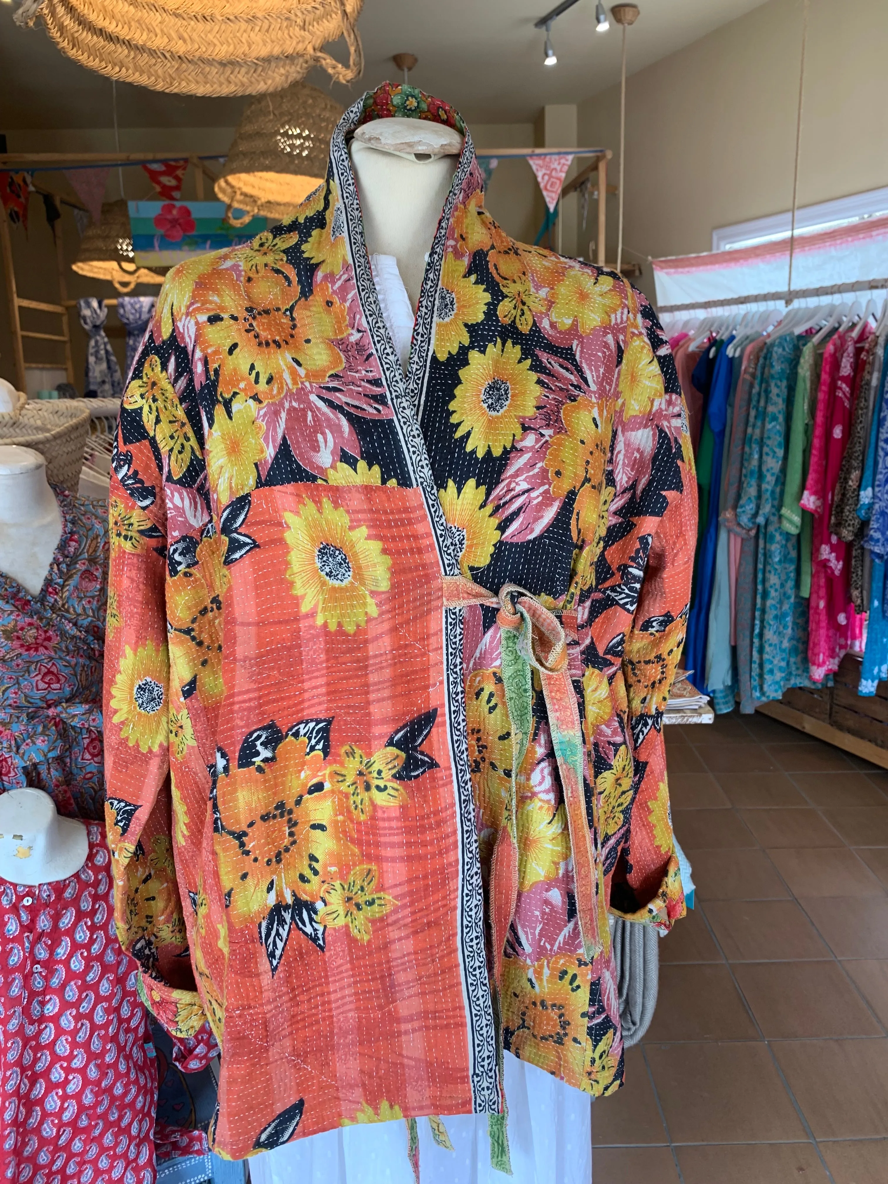 Kimono  Kantha textiles no5 boho  jacket flower 🌺 power