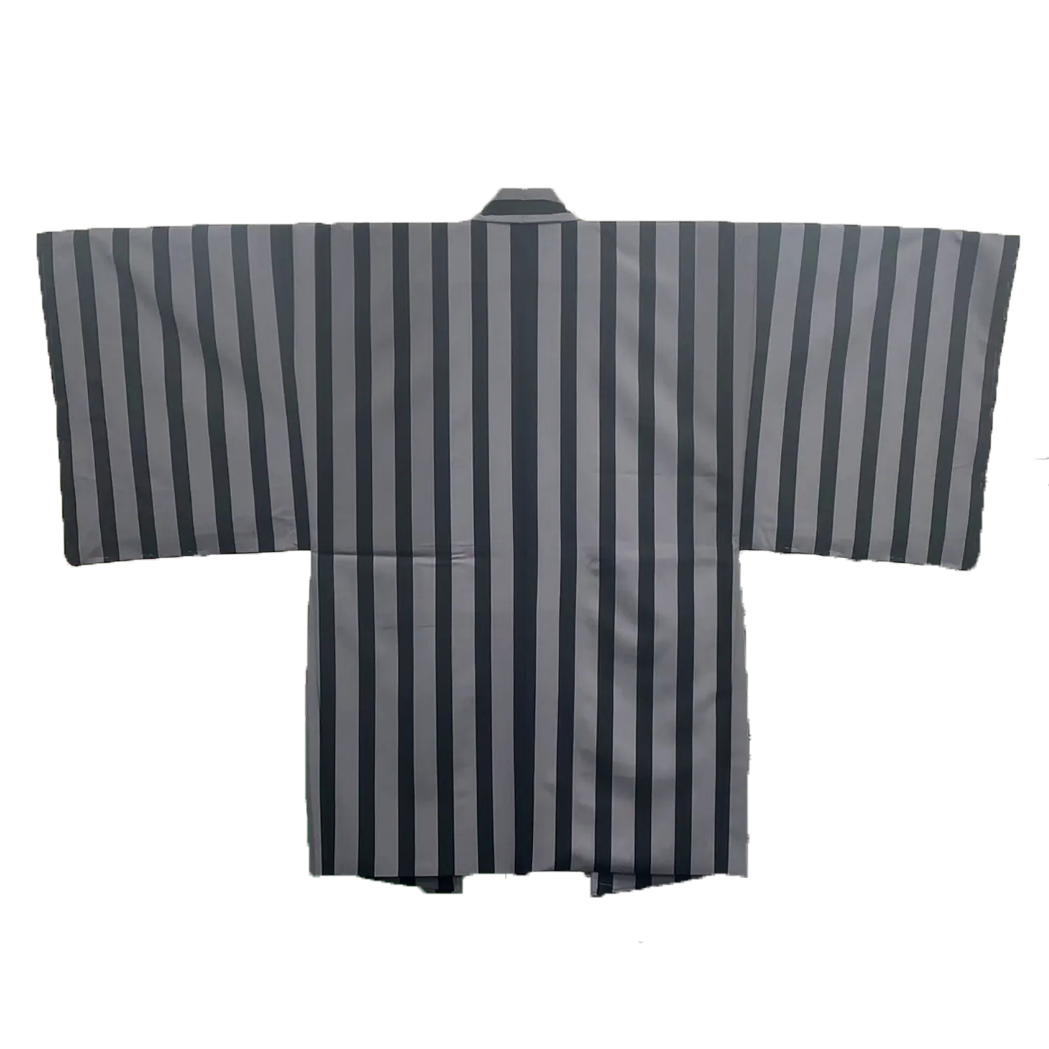 Men's Japanese Kimono Haori, Coat : Black and Grey striped *L size