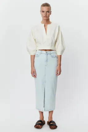 Niki Bleached Denim Maxi Skirt