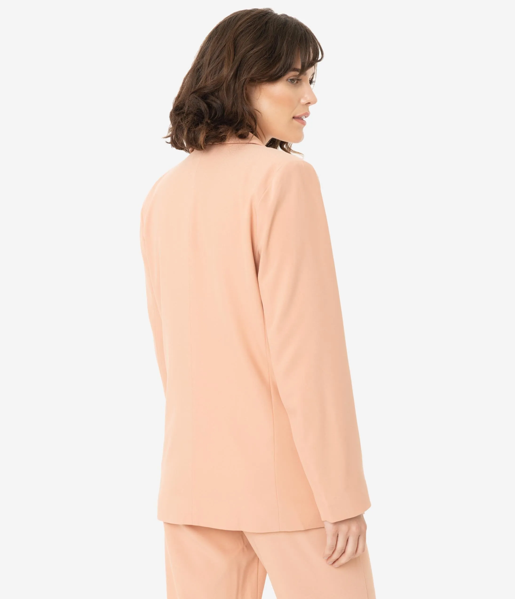 Peach Long Sleeve Button Front Blazer
