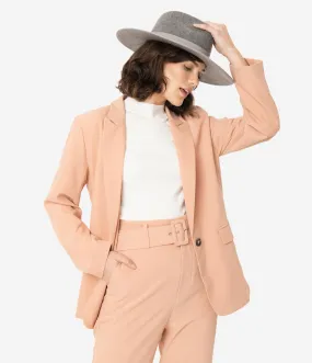 Peach Long Sleeve Button Front Blazer