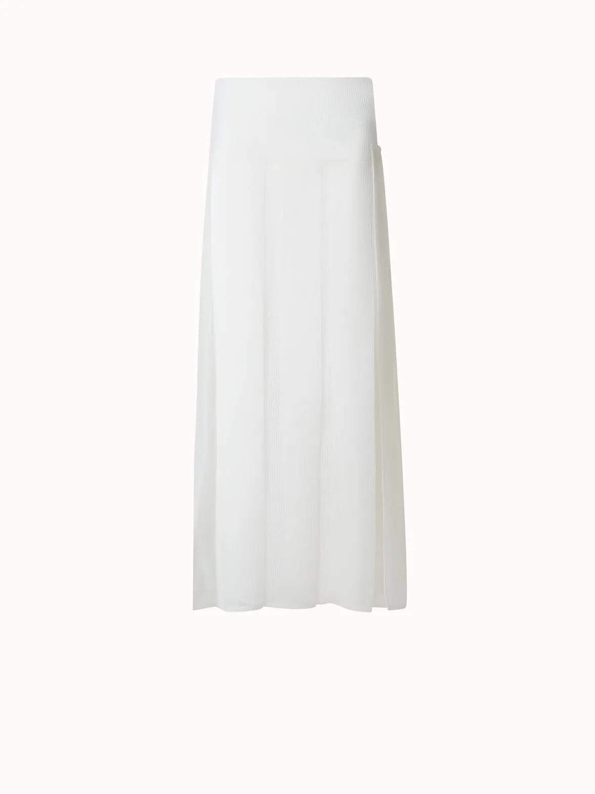 Pleated Midi Skirt in Lined Techno Grid