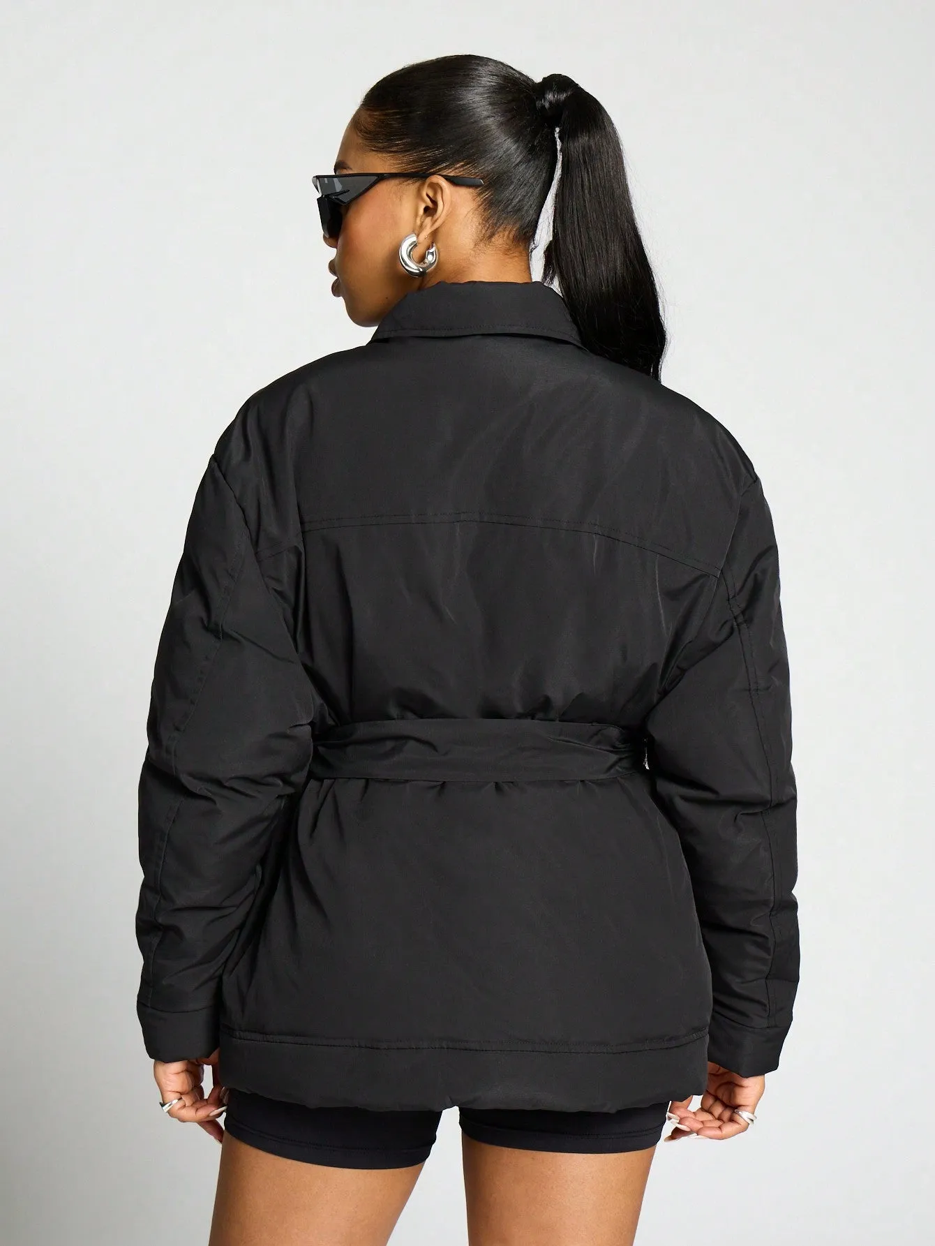 SUMWON WOMEN Belted Oversized Utility Puffer Coat