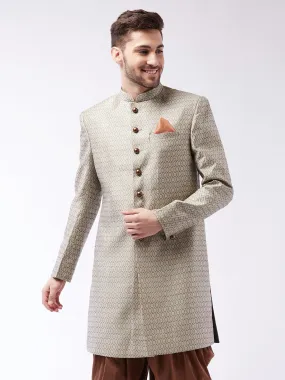 VASTRAMAY Beige Silk Blend Sherwani