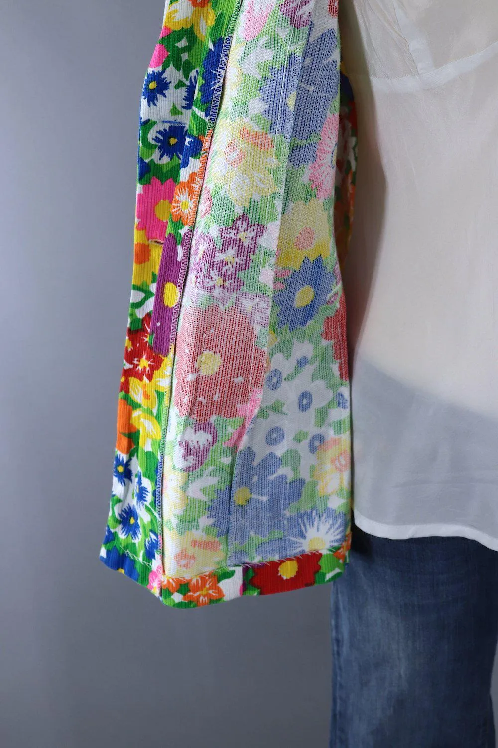 Vintage 1960s Floral Print Blazer Jacket