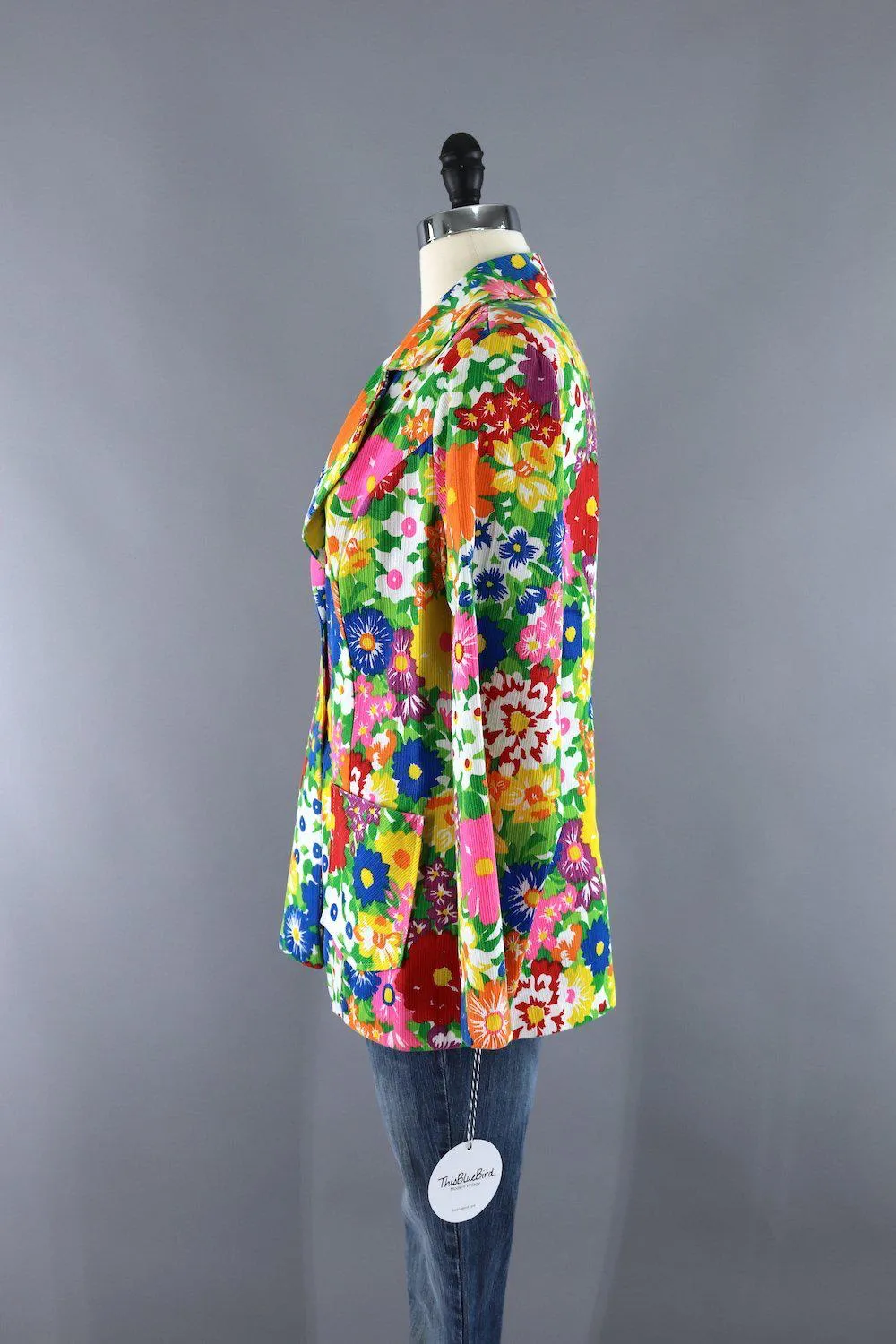 Vintage 1960s Floral Print Blazer Jacket