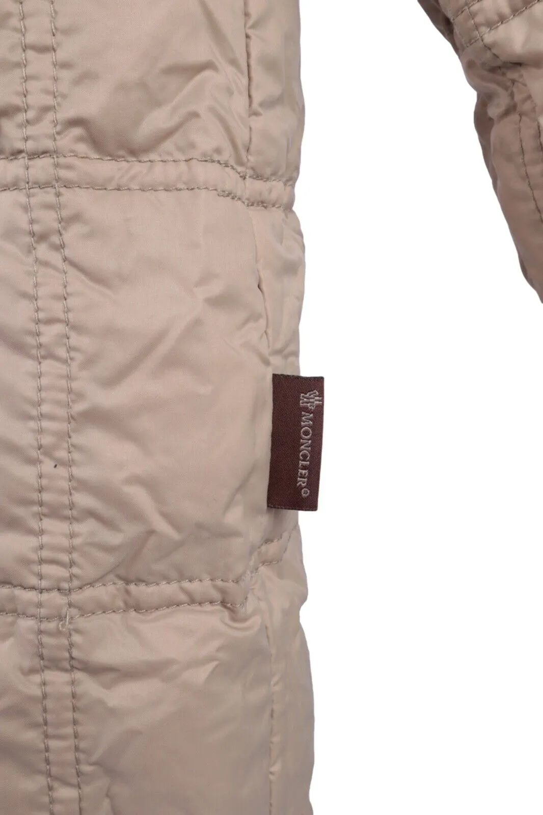 Women's Vintage MONCLER Beige Long Down Puffer Quilted Coat Jacket Size 3