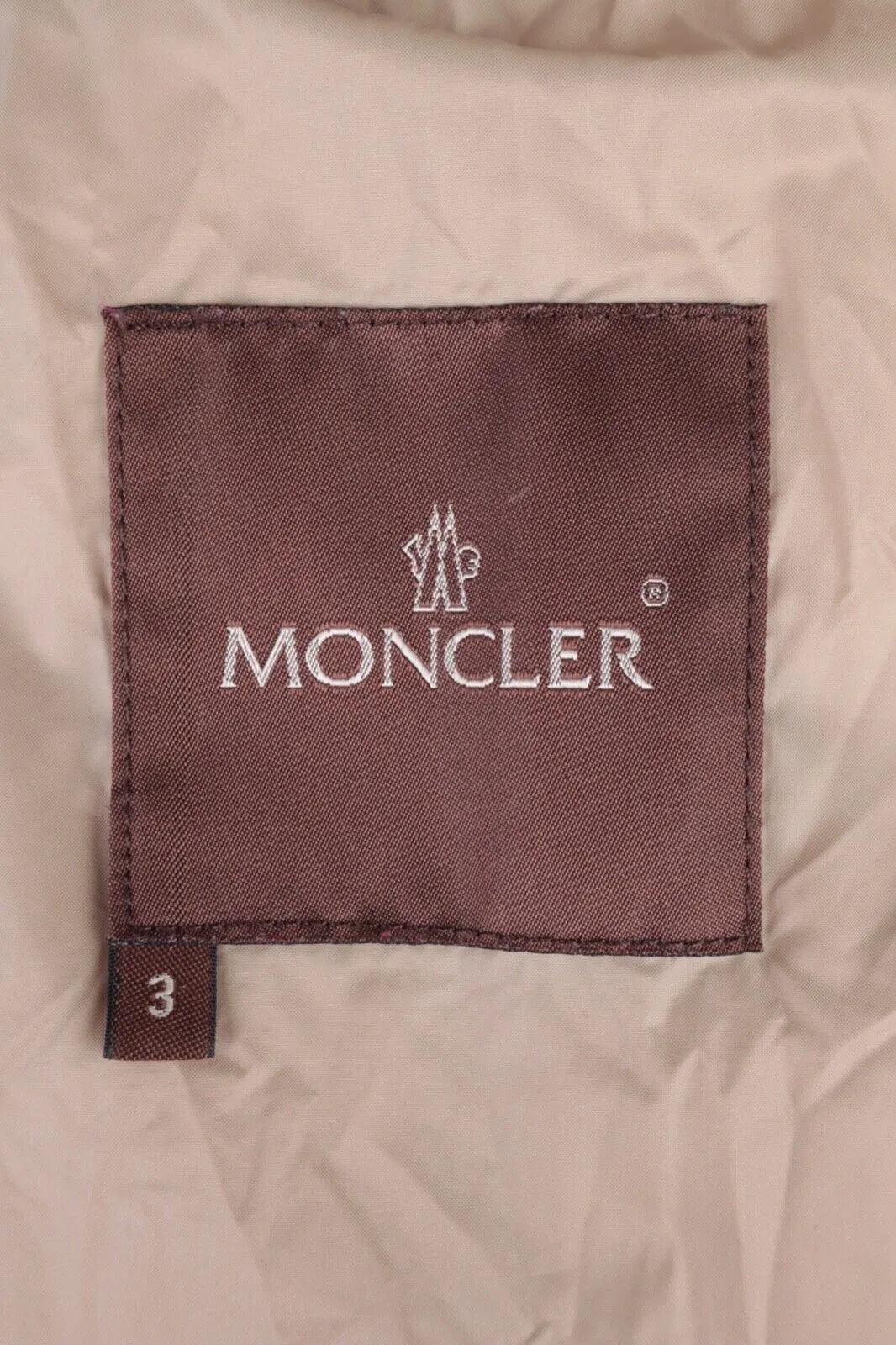 Women's Vintage MONCLER Beige Long Down Puffer Quilted Coat Jacket Size 3