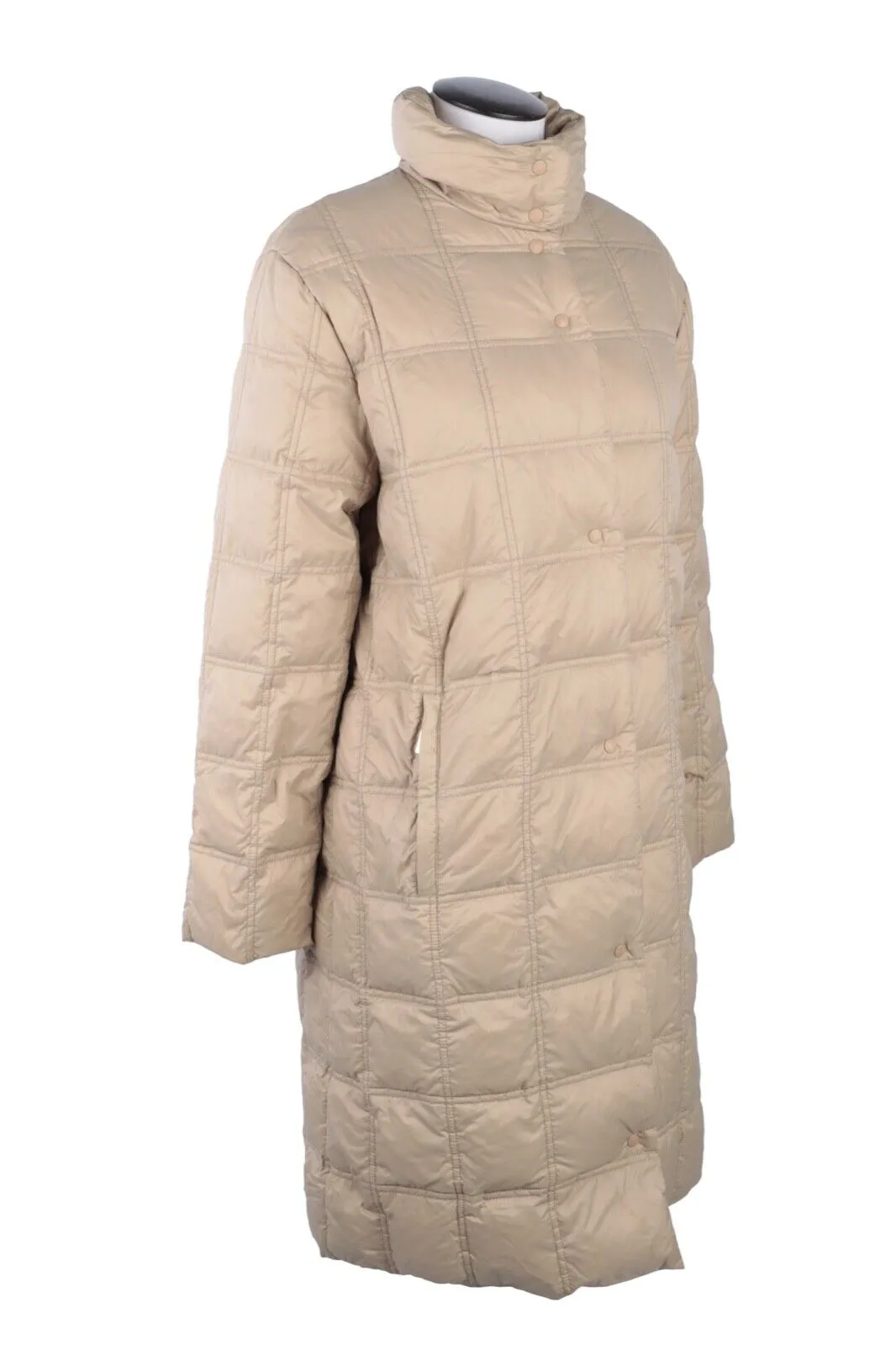 Women's Vintage MONCLER Beige Long Down Puffer Quilted Coat Jacket Size 3