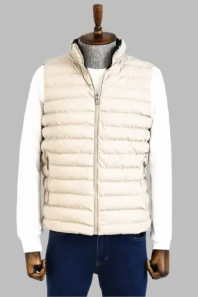 WSS Reversible Puffer Cream Men Down Vest  - Singen
